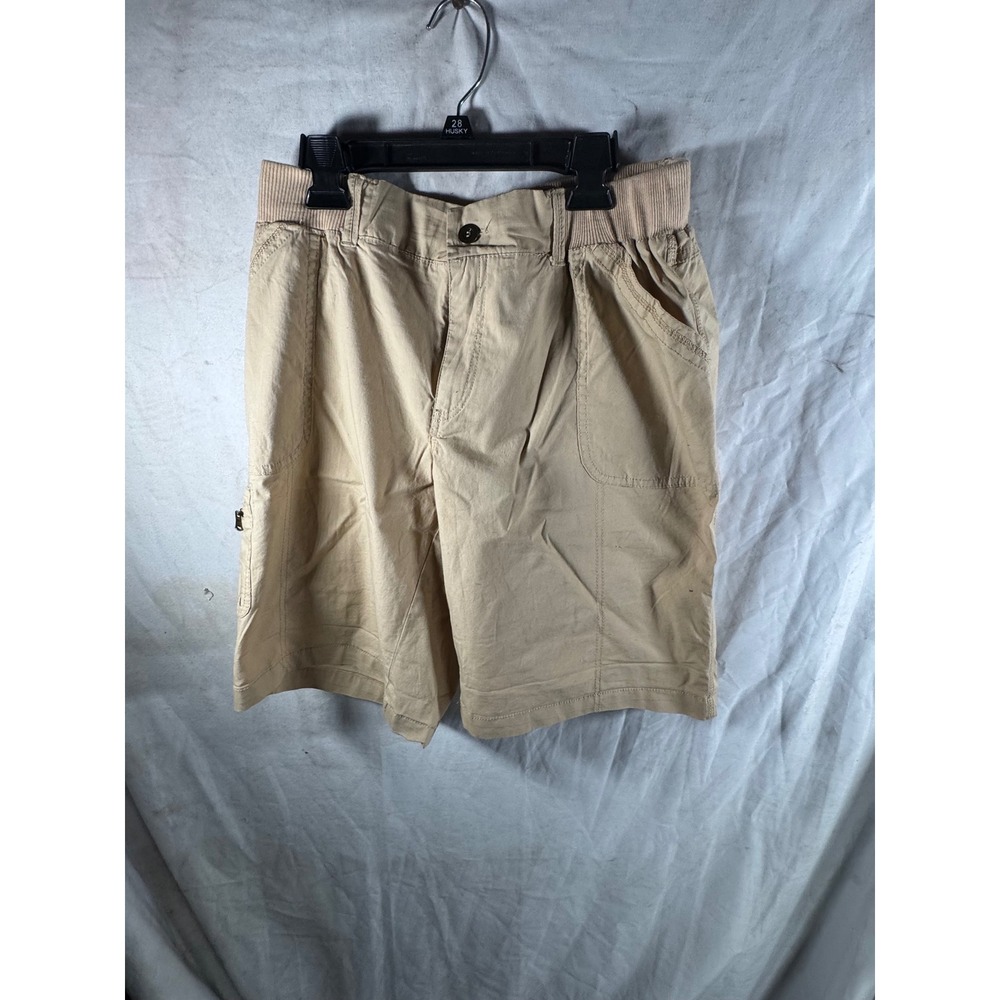 Fresh Cargo Shorts Tan Khaki Elastic Waist Utility Pockets Size 6 Mens